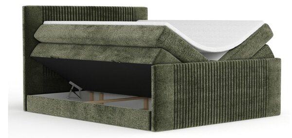 Sötétzöld ágyneműtartós boxspring ágy 200x200 cm Bergamo – Maison de Rêve