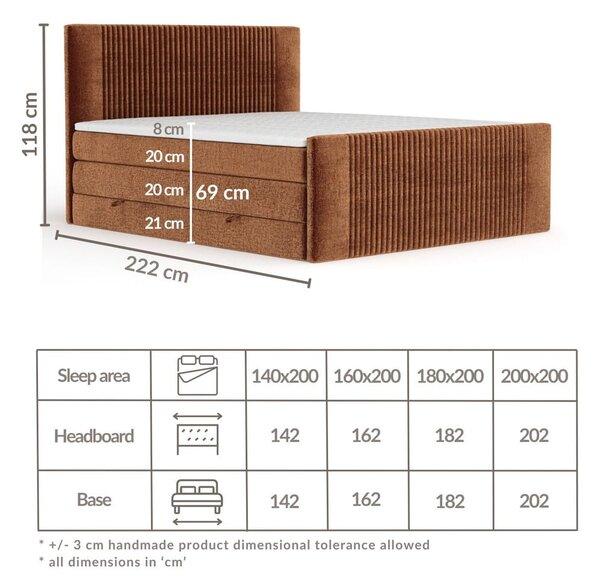 Sötétzöld ágyneműtartós boxspring ágy 200x200 cm Bergamo – Maison de Rêve