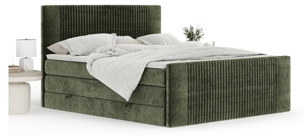 Sötétzöld ágyneműtartós boxspring ágy 200x200 cm Bergamo – Maison de Rêve