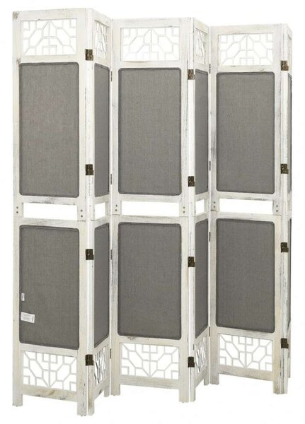 Elegáns 6 Paneles Szövet Paraván - Fehér Fa - 210x165 cm