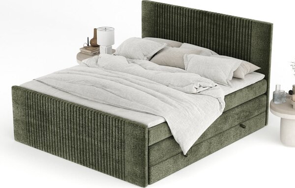 Sötétzöld ágyneműtartós boxspring ágy 200x200 cm Bergamo – Maison de Rêve