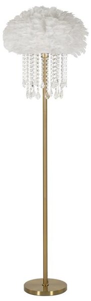 Diamond állólámpa tollal és kristályokkal fehér/arany ø 40x165 cm