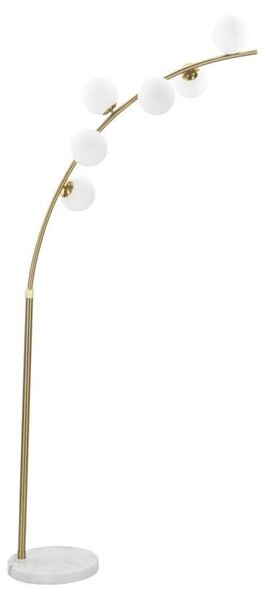 Íves állólámpa glamour stílusban 6 burával arany/fehér 130x45x220-246 cm