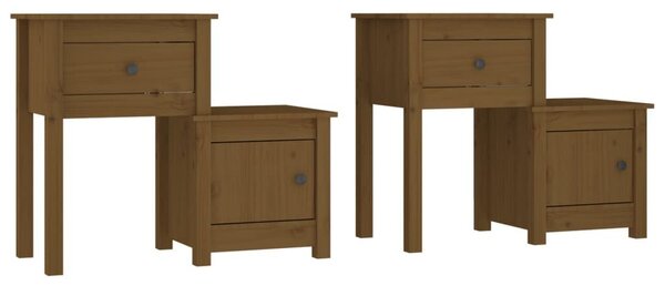 VIDAXL - Tömör Fenyőfa Éjjeliszekrény Szett - 2 db - 79,5x38x65,5 cm
