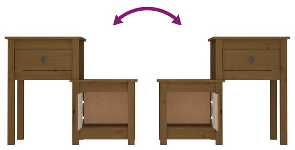 VIDAXL - Tömör Fenyőfa Éjjeliszekrény Szett - 2 db - 79,5x38x65,5 cm