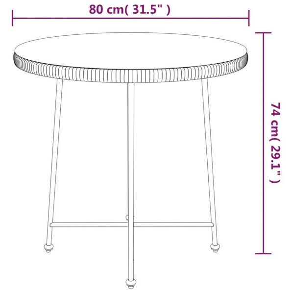 Kerti Étkezőasztal - Edzett Üveg, Acél - 80 cm