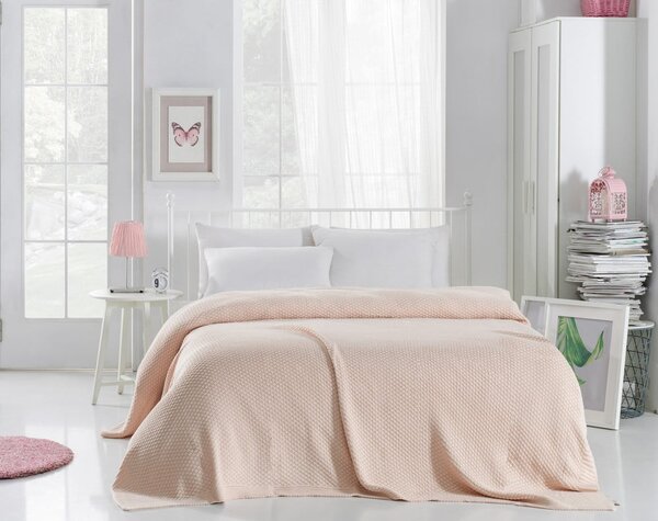 Silvi világos rózsaszín pamut ágytakaró, 220 x 240 cm - Homemania Decor