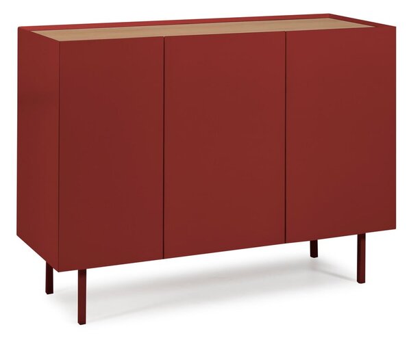 Piros alacsony komód tölgyfa dekorral 110x85 cm Arista – Teulat