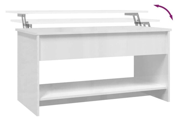 Emelhető Dohányzóasztal - Fehér - 102x50x52,5 cm