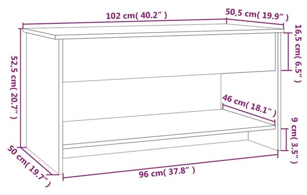 Emelhető Dohányzóasztal - Fehér - 102x50x52,5 cm