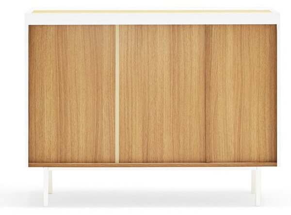 Fehér alacsony komód tölgyfa dekorral 110x85 cm Arista – Teulat