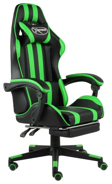 Viper Gamer szék - Fekete-Zöld - Lábtartóval