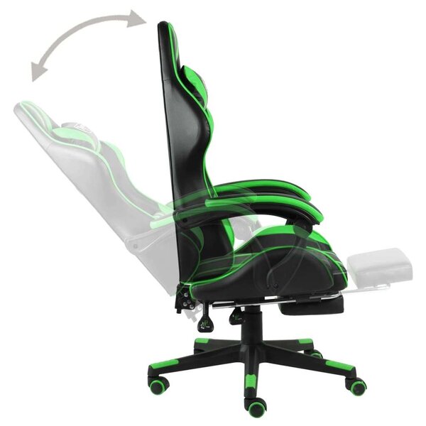 Viper Gamer szék - Fekete-Zöld - Lábtartóval
