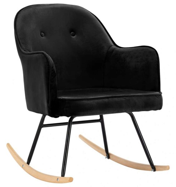 Modern Bársony Hintaszék - Fekete - 60x74x84 cm