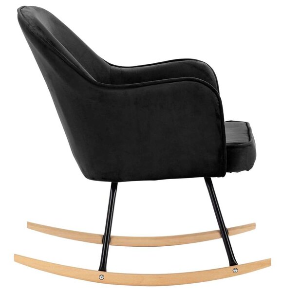 Modern Bársony Hintaszék - Fekete - 60x74x84 cm