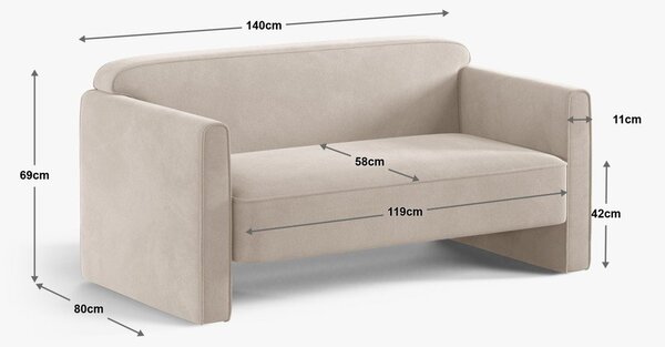 Zöld bársony kanapé 140 cm Abby – Micadoni