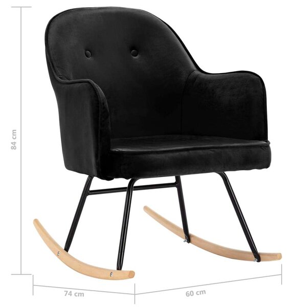 Modern Bársony Hintaszék - Fekete - 60x74x84 cm