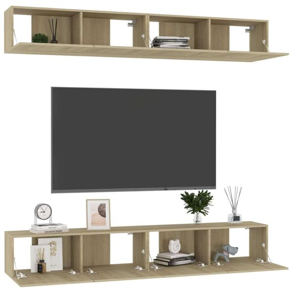 Modern Fali TV Szekrény - Sonoma Tölgy - 100x30x30 cm - 4 db