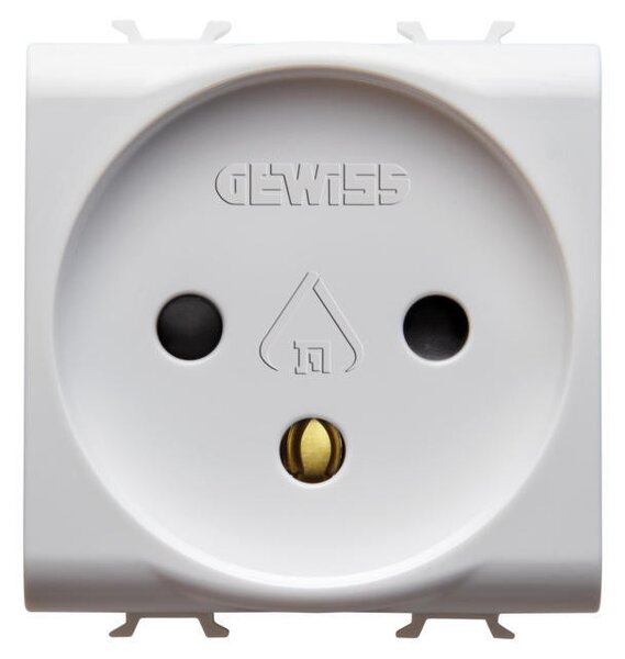 Gewiss Chorus GW10281 földelt csatlakozóaljzat (dugalj - Izraeli szabvány), 2P+F, fehér burkolattal, 2 modul, csavaros bekötés, keret nélkül, süllyesztett, 16A 250V (Kivilágítható - LED nélkül szállítva) (Gewiss GW10281)