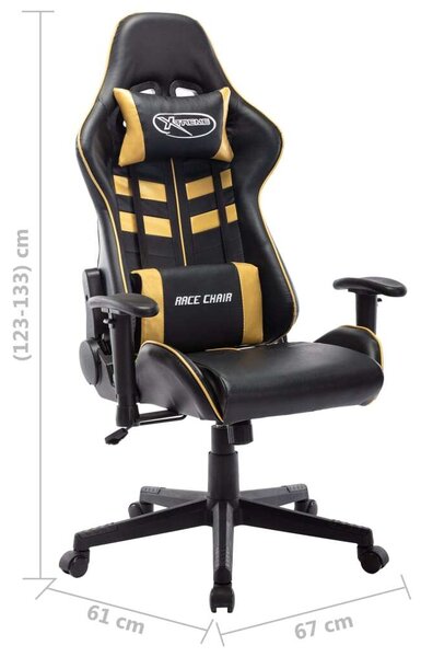 Gamer Szék - Fekete-Arany - Magas Háttámla - Állítható Magasság