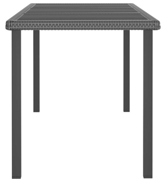 Kertbútor - Fekete Polyrattan Étkezőasztal - 180x70x73 cm