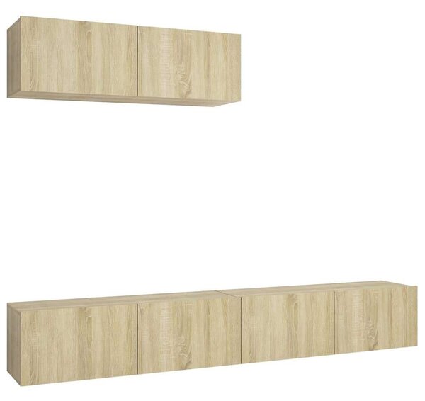 3 részes Falra Szerelhető TV Szekrény - Sonoma Tölgy - 100cm
