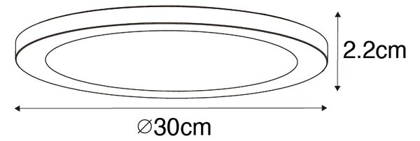 Felületre szerelhető vagy süllyesztett spotlámpa fehér 30 cm LED-del, 3 lépéses Dim to Warm funkcióval és Dip Switch-csel - Trans
