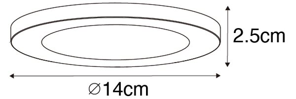 6 darabos süllyesztett vagy felületre szerelhető spotlámpa szett fehér 14 cm LED-del, 3 lépéses Dim to Warm funkcióval és Dip Switch-el - Trans