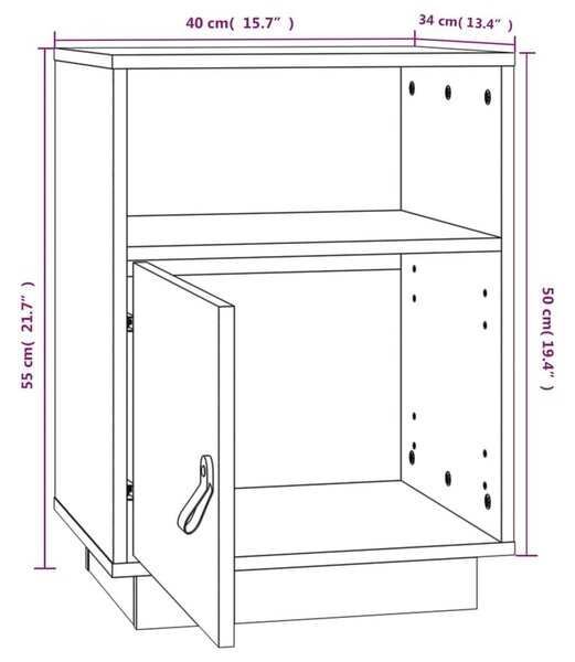 VIDAXL - Tömör Fenyőfa Éjjeliszekrény - 2 db - 40x34x55 cm