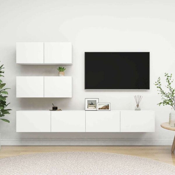 VidaXL Falra Szerelhető TV Szekrény Szett - Fehér - 4 részes