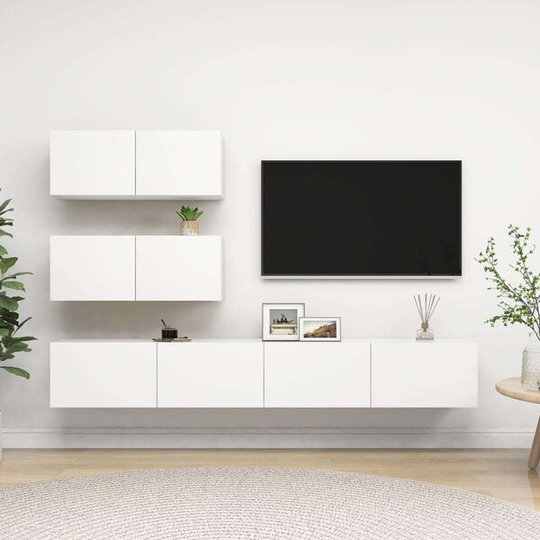 VidaXL Falra Szerelhető TV Szekrény Szett - Fehér - 4 részes