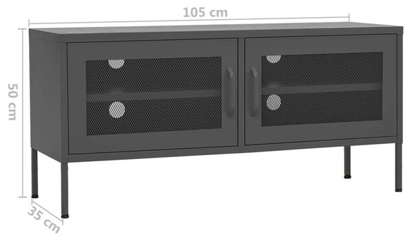 VIDAXL Acél TV Szekrény - Antracit Szürke - 105x35x50 cm