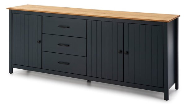Sötétkék borovi fenyő alacsony komód 190x80 cm Miranda – Marckeric