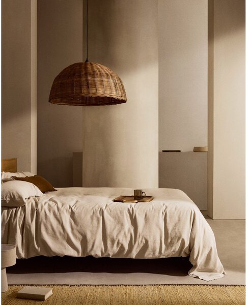 Szürkésbézs kétszemélyes hosszabbított lenkeverék ágyneműhuzat 240x220 cm Simmel – Kave Home