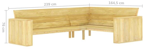 Vidék - Sarokpad - Impregnált Fenyőfa - 239cm