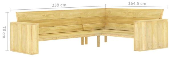 Vidék - Sarokpad - Impregnált Fenyőfa - 239cm