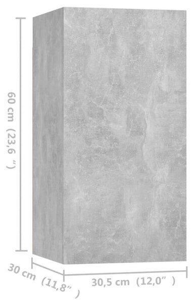 4 db betonszürke forgácslap tv-szekrény 30,5 x 30 x 60 cm
