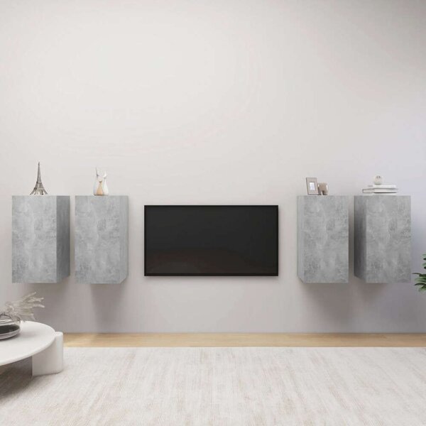 4 db betonszürke forgácslap tv-szekrény 30,5 x 30 x 60 cm