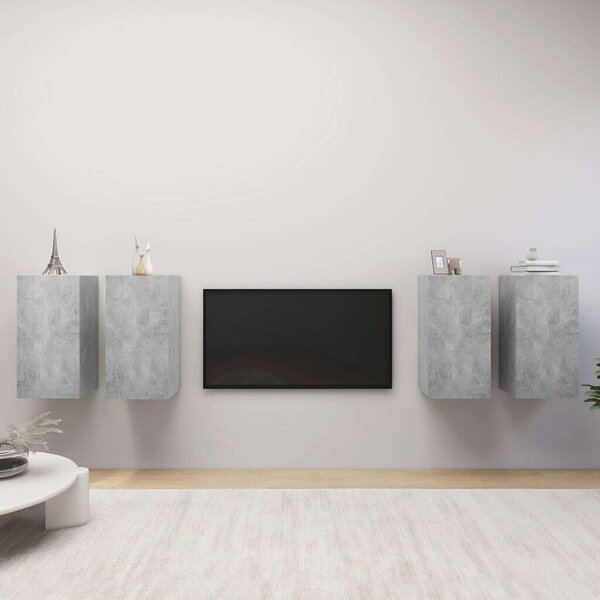 4 db betonszürke forgácslap tv-szekrény 30,5 x 30 x 60 cm