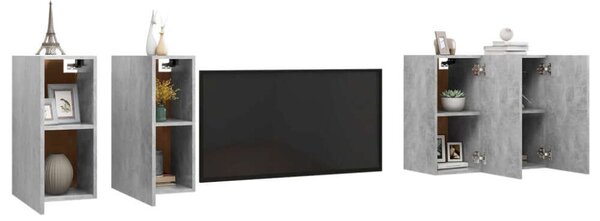 4 db betonszürke forgácslap tv-szekrény 30,5 x 30 x 60 cm