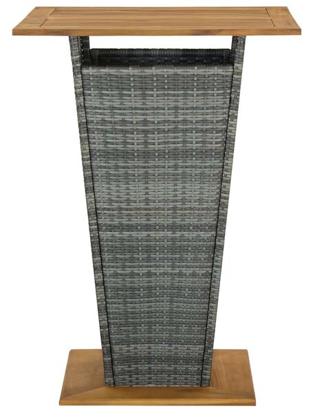 Akácfa-Polyrattan Bárasztal - Szürke - 80x80x110 cm