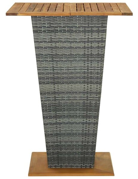 Akácfa-Polyrattan Bárasztal - Szürke - 80x80x110 cm
