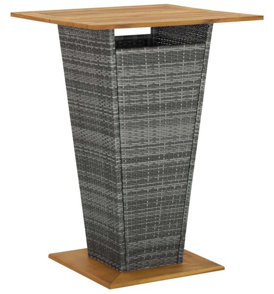 Akácfa-Polyrattan Bárasztal - Szürke - 80x80x110 cm