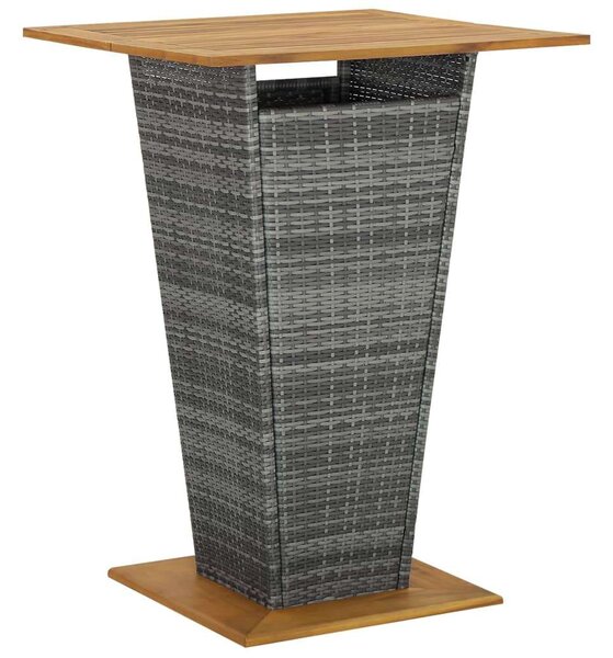Akácfa-Polyrattan Bárasztal - Szürke - 80x80x110 cm