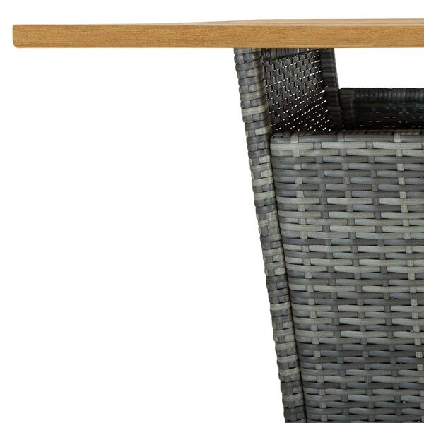 Akácfa-Polyrattan Bárasztal - Szürke - 80x80x110 cm