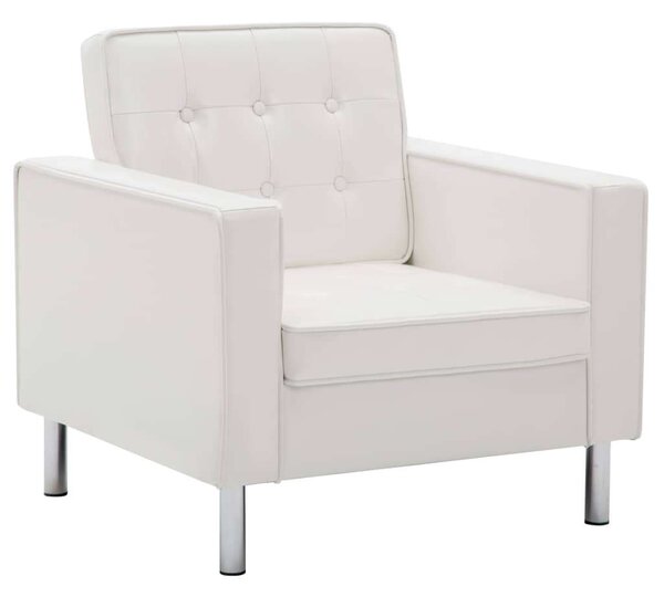 Modern Fehér Műbőr Fotel - Chesterfield Stílus - 75x70x75 cm