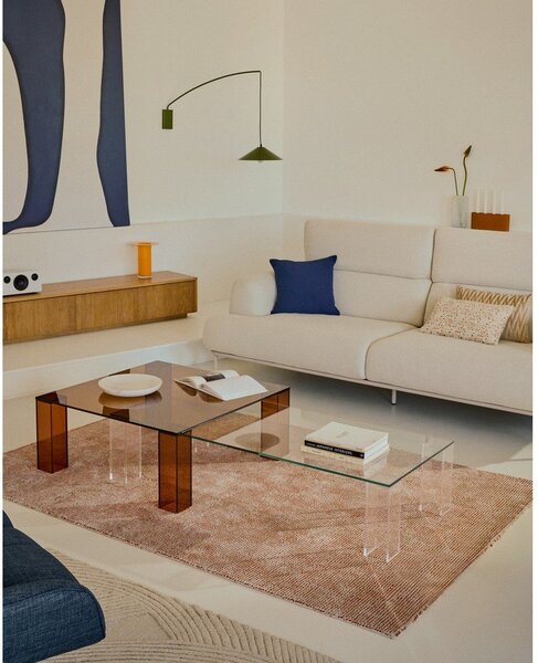 Barna üveg dohányzóasztal 85x85 cm Adularia – Kave Home