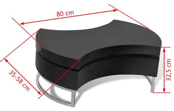 Modern Átalakítható Dohányzóasztal - Fekete - MDF