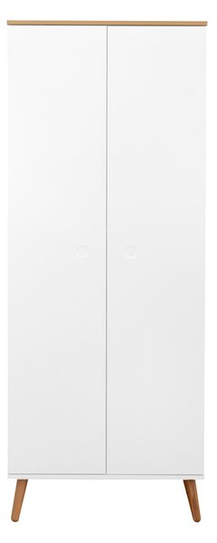 Dot fehér ruhásszekrény tölgyfa dekorral, magasság 201 cm - Tenzo