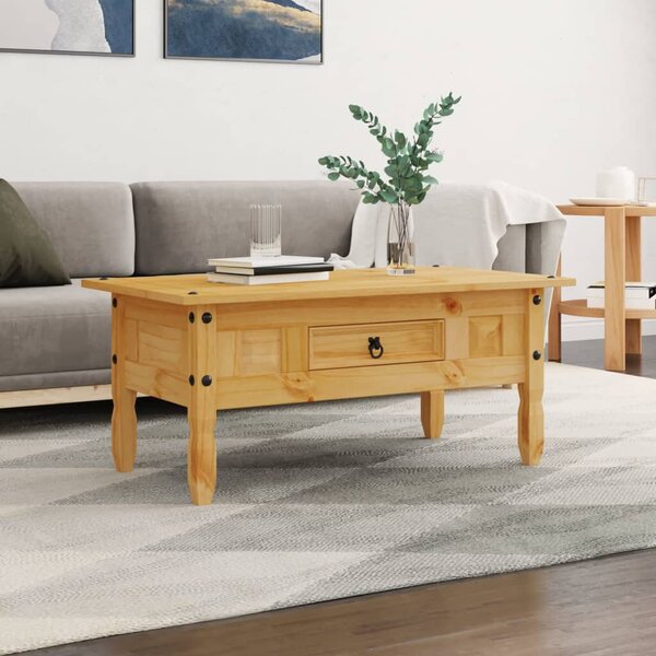 Fenyőfa Dohányzóasztal Fiókkal - Corona Stílus - 100x60x45 cm